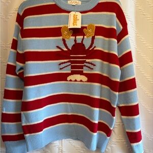 Red and Blue Striped Lobster Sweater